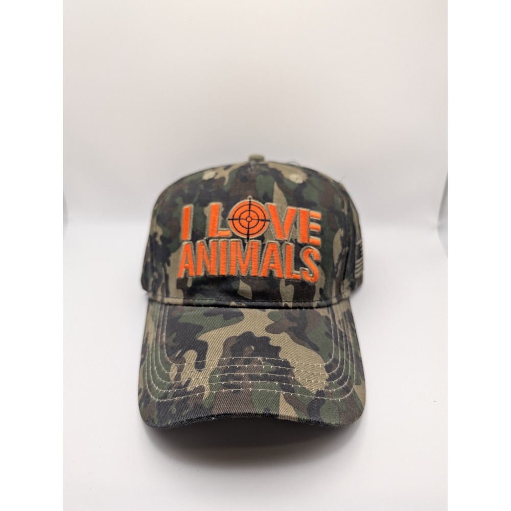 Hold Fast Hat Mens OSFM Camo Excellent I Love Animals They Taste Great Hunting